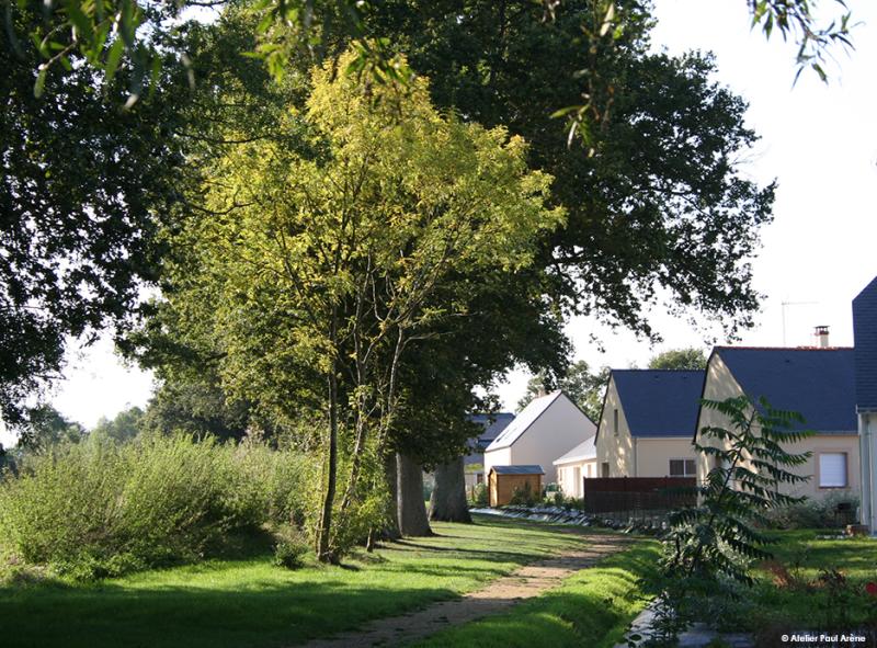 A quelques pas des habitations avec la préservation d'un maillage bocager structurant 
