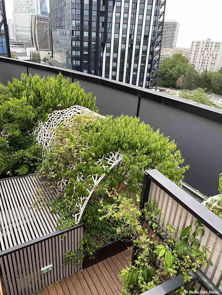 La végétation enveloppe les alcôves dans un écrin de verdure